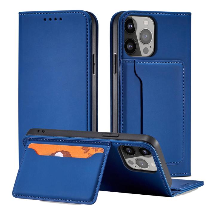 OEM - iPhone 13 Plånboksfodral Magnet Stand - Blå
