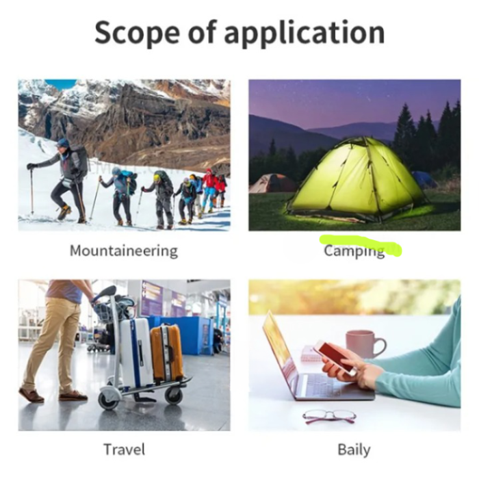 A-One Brand - Solar Powerbank 50000mAH med Camping Light - Svart