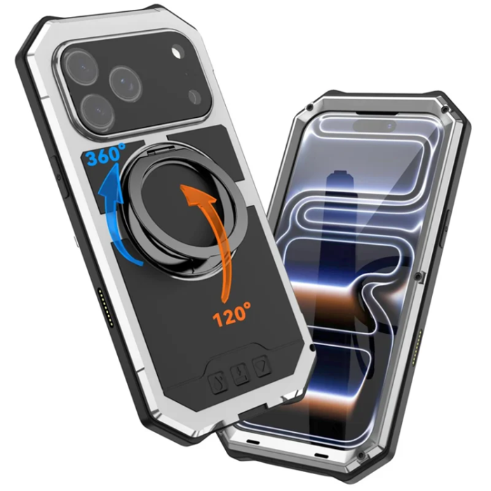 R-JUST - R-JUST Mobilskal till iPhone 17 Pro Max Magsafe Kickstand - Silver