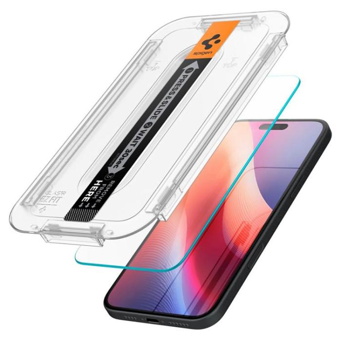 Spigen - Spigen iPhone 15/16 Härdat Glas Skärmskydd 'EZ' Fit - Clear
