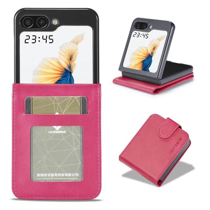 LC.imeeke - LC.IMEEKE Galaxy Z Flip 5 Mobilskal Korthållare Calf - Magenta
