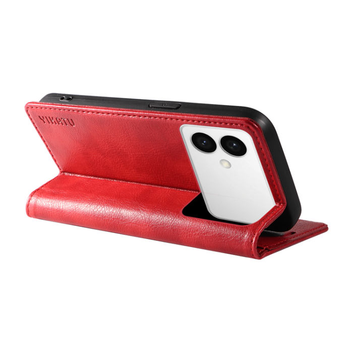 YIKATU - YIKATU Galaxy S26 Edge Plånboksfodral Litchi Läder - Röd