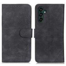 KHAZNEH - KHAZNEH Samsung Galaxy A55 5G Pl&aring;nboksfodral Konstl&auml;der St&auml;ll - Svart