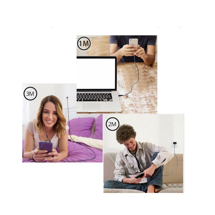 UTGATT4 - BOOM - Nylon USB till Lightning Kabel, 2.1A, 2M - Rose Gold