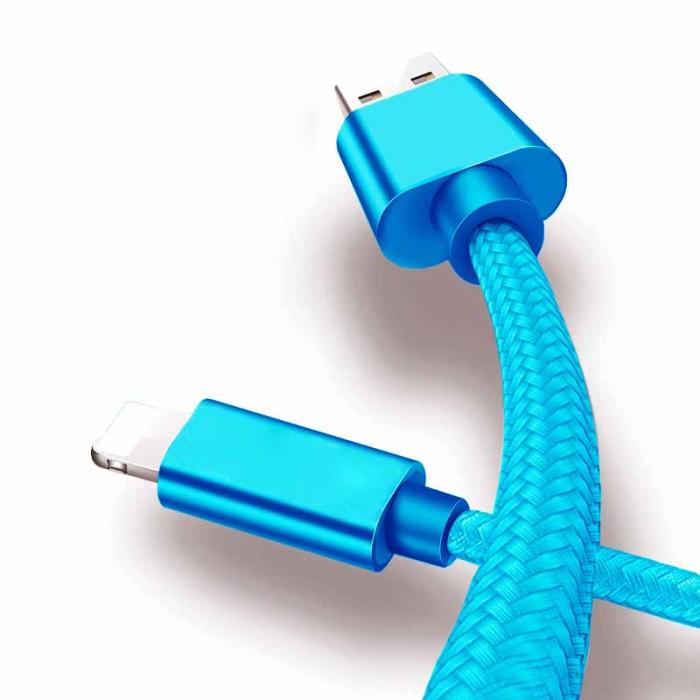 UTGATT4 - BOOM - Nylon USB till Lightning Kabel, 2.1A, 2M - Rose Gold