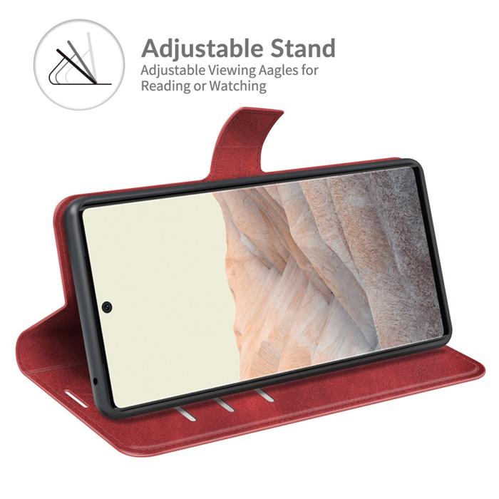 A-One Brand - Folio Flip Läder Plånboksfodral Google Pixel 6 - Röd