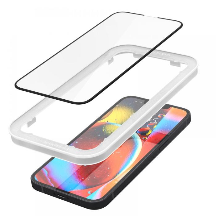 Spigen - Spigen Alm iPhone 14/13/13 Pro Härdat Glas Skärmskydd (2 Pack) Svart