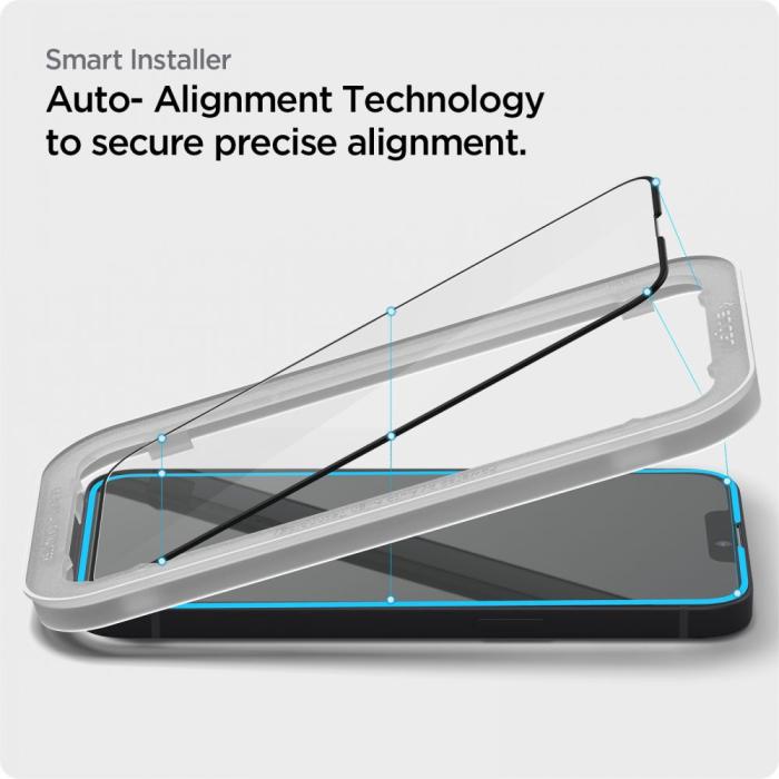 Spigen - Spigen Alm iPhone 14/13/13 Pro Härdat Glas Skärmskydd (2 Pack) Svart