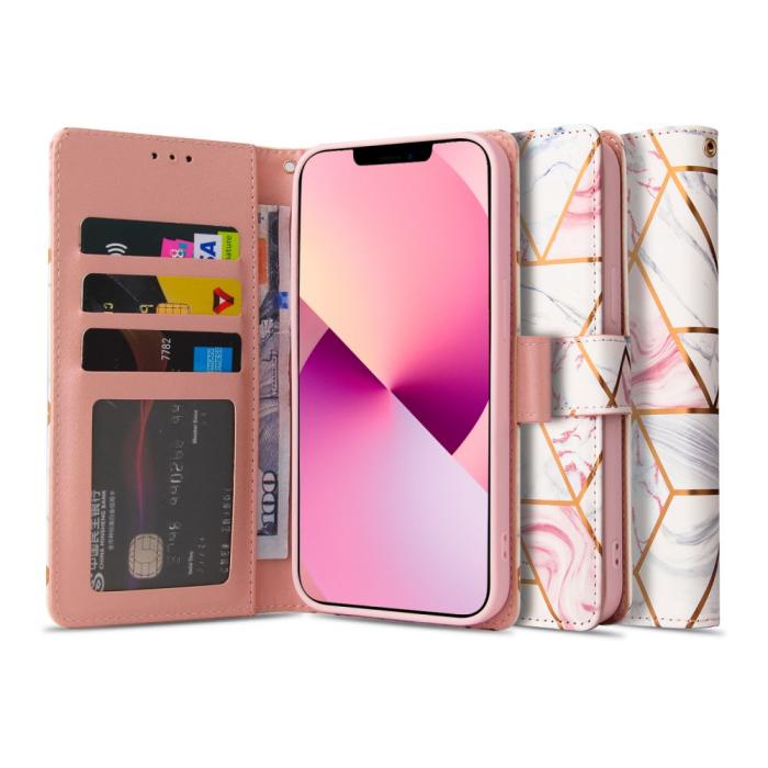 UTGATT5 - Tech-Protect Marble Plånboksfodral iPhone 13 Pro - Rosa