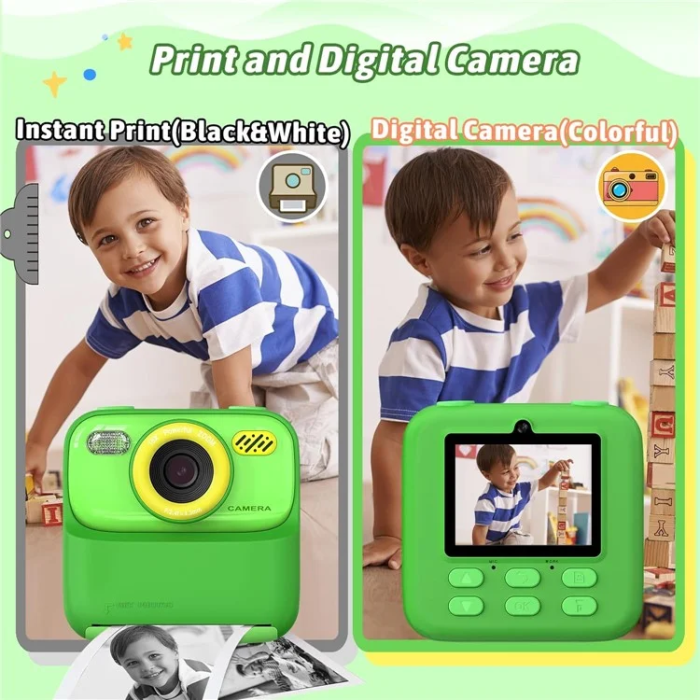 OEM - Barn Digitalkamera HD 1080P Med Skrivare P79 - Grön