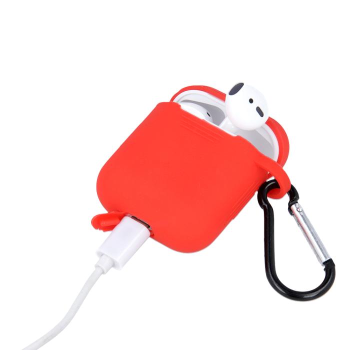 OEM - Skyddsfodral för AirPods / AirPods 2 med Krok, Rött