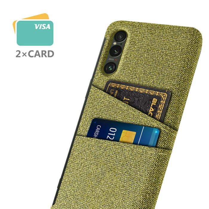 A-One Brand - Sony Xperia 1 VII Mobilskal med Dual Kortfack Tyg + PC - Gul