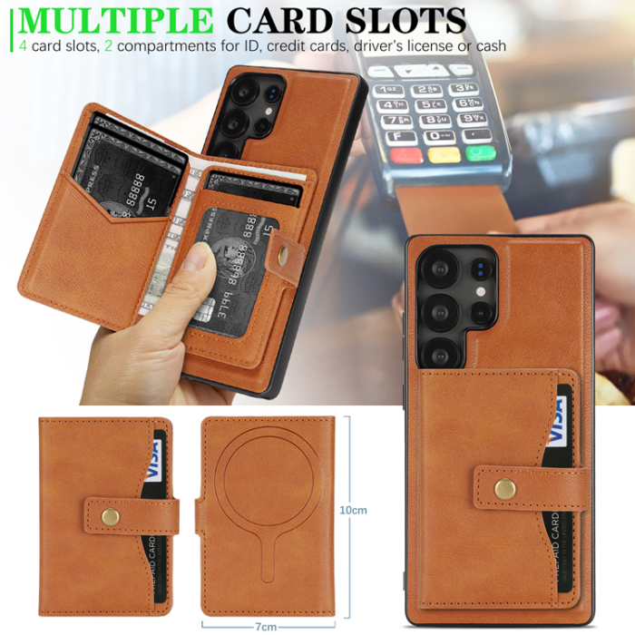 A-One Brand - Galaxy S23 Ultra Mobilskal MagSafe Detachable Korthållare Kickstand