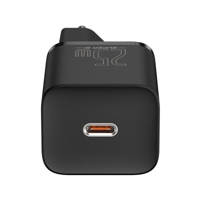 BASEUS - Baseus EU Super Väggladdare USB-C Kabel 1m 25W - Svart