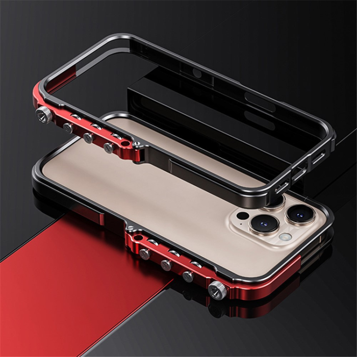 A-One Brand - iPhone 15 Pro Mobilskal Bumper Aluminum Metal Frame - Svart