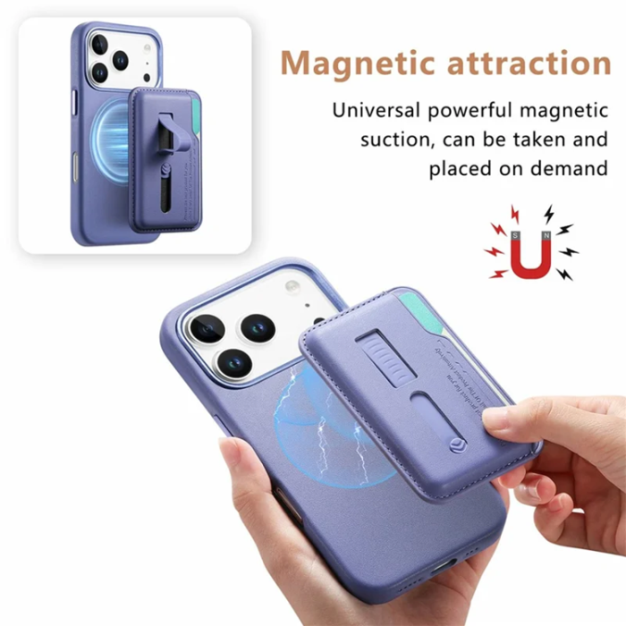 A-One Brand - iPhone 17 Pro Max Mobilskal Magsafe Detachable korthållare - Blå