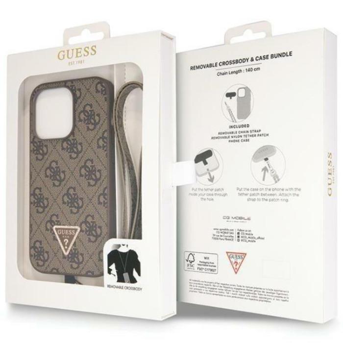 Guess - Guess iPhone 14 Pro Max Mobilskal Crossbody Metall Logo - Brun