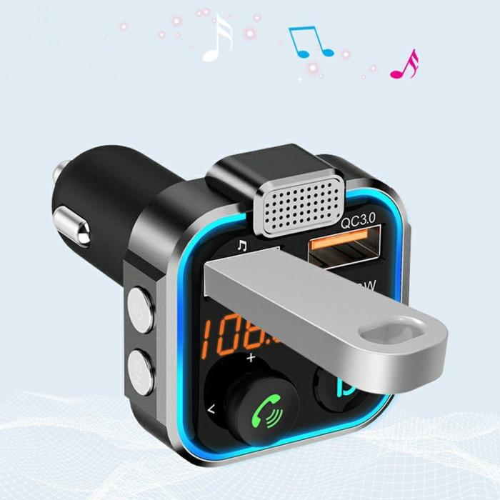 OEM - BT23 Dual USB Digital Display Bil Bluetooth MP3 Spelare FM Sändare 20W svart