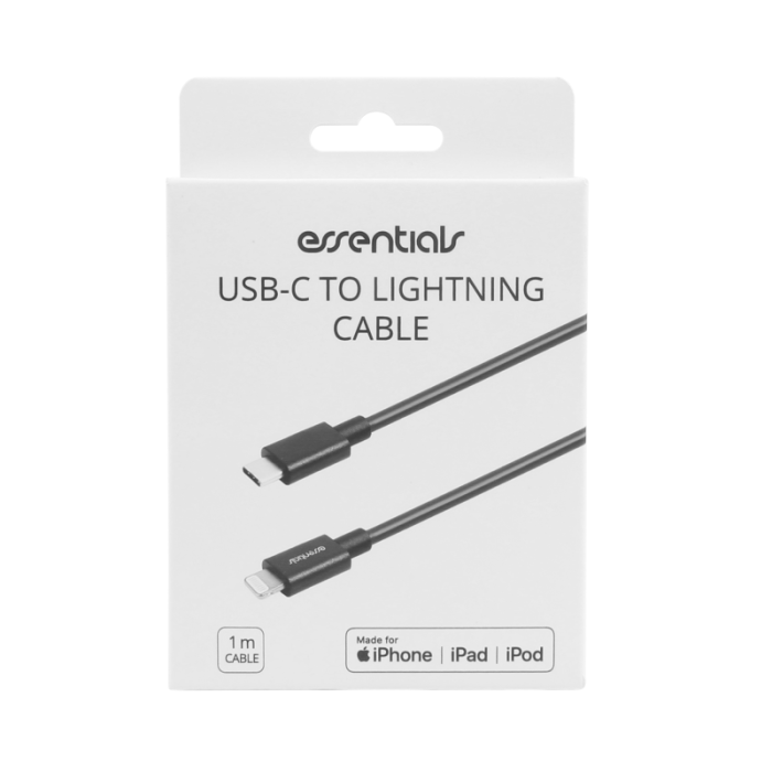 UTGATT1 - Essentials MFi USB-C Lightning Cable 1m - Svart