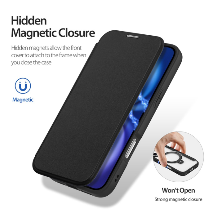 Dux Ducis - Dux Ducis iPhone 17 Plånboksfodral MagSafe Skin X Pro Kickstand - Svart