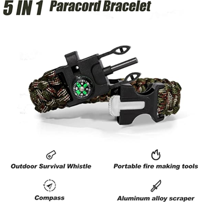 OEM - Överlevnadsarmband Paracord l Kompass , Visselpipa , Flintbrandstartare