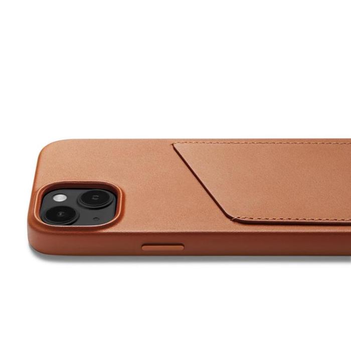 Mujjo - Mujjo iPhone 14 Skal Korthållare Full Läder - Tan