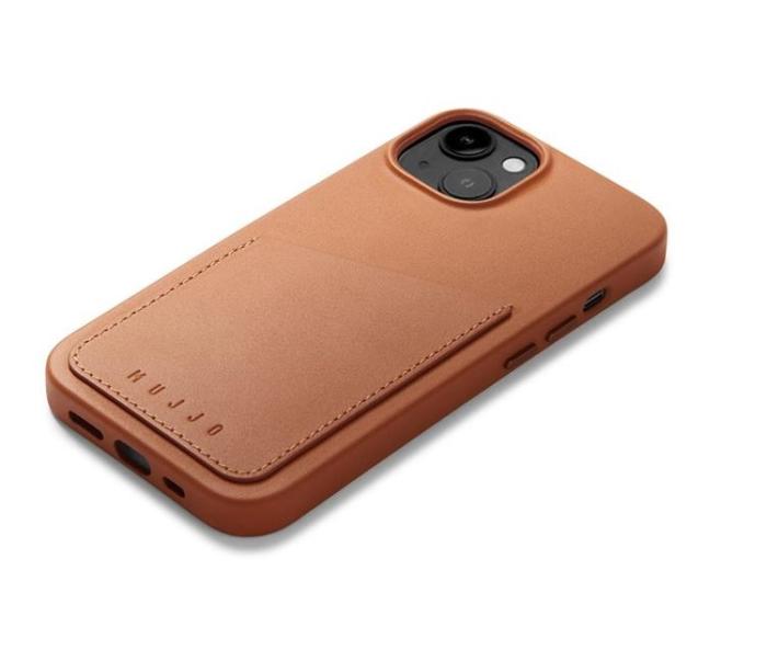 Mujjo - Mujjo iPhone 14 Skal Korthållare Full Läder - Tan