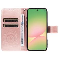 OEM - Samsung Galaxy A57 Pl&aring;nboksfodral Konstl&auml;der Blomm&ouml;nster - Ros&eacute;guld