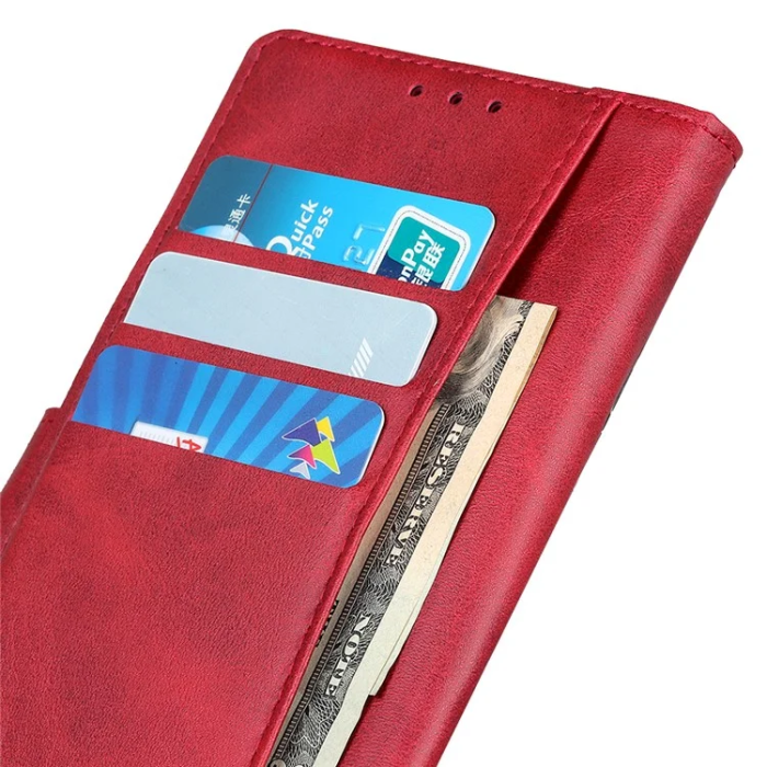 A-One Brand - iPhone 17 Plånboksfodral Cowhide Texture - Röd