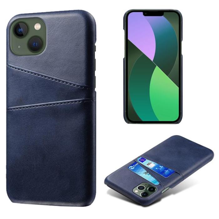 OEM - iPhone 14 Plus Skal Korthållare PU Läder - Blå
