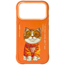 NIMMY - Nimmy iPhone 17 Pro Max Mobilskal Glasses Cool Cat - Orange