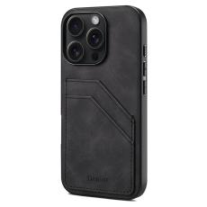 DENIOR - DENIOR Mobilskal till iPhone 16 Pro PU L&auml;der + TPU + PC - Svart