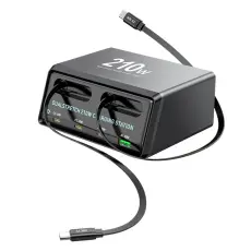OEM - Bordsladdare 210W GaN USB-A + 3xTyp-C Str&ouml;mstation WLX-60E
