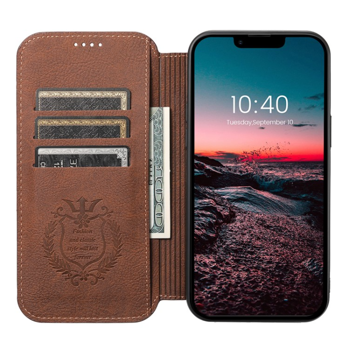 SUTENI - SUTENI iPhone 14 Plånboksfodral Magsafe - Brun