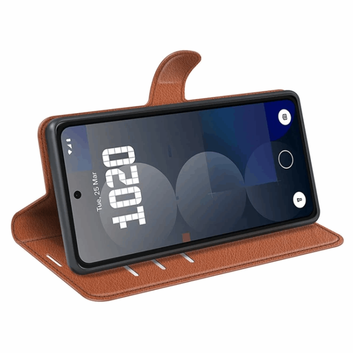 A-One Brand - Nothing Phone (3a) Pro Plånboksfodral Litchi Texture - Brun