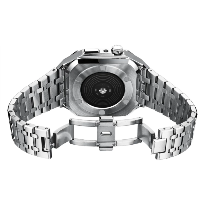 A-One Brand - Apple Watch 4/5/6/7/8/SE (44/45mm) Luxury Band Armor Stainless Steel - Silver