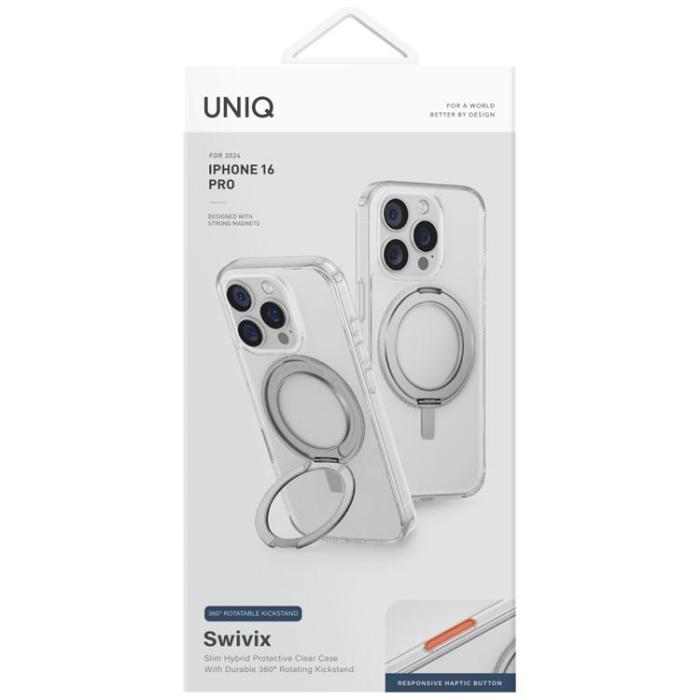 UNIQ - UNIQ iPhone 16 Pro Mobilskal Swivix 360 Kickstand - Clear