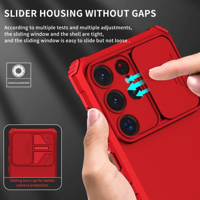 OEM - Mobilskal för Samsung Galaxy S26 Ultra Kamera Skydd PC + TPU - Röd