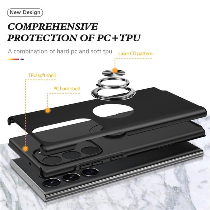 OEM - Mobilskal för Samsung Galaxy S26 Ultra PC + TPU med Ringhållare - Silver