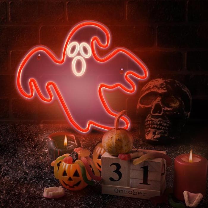 Neolia - Neolia LED Neon PLEXI SCAARY GHOST NNE15 - Röd