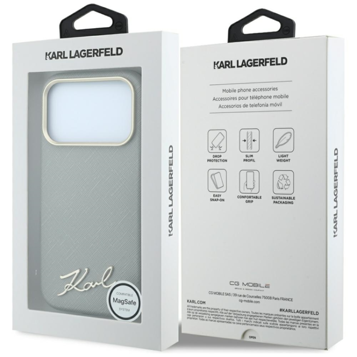 KARL LAGERFELD - Karl Lagerfeld Mobilskal För iPhone 18 Pro/17 Pro Magsafe Saffiano Small Script