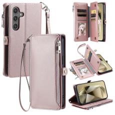 OEM - Samsung Galaxy S26 Plus Pl&aring;nboksfodral TPU + Konstl&auml;der - Ros&eacute;guld