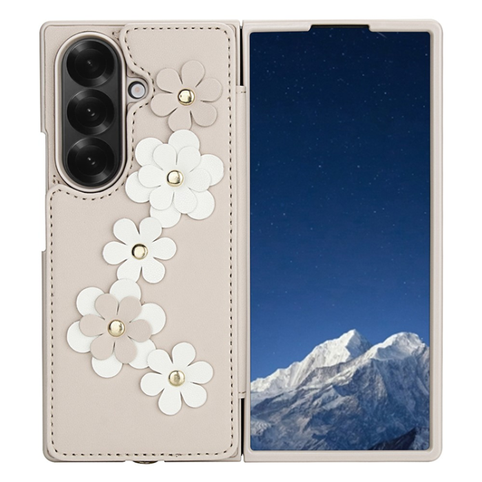 A-One Brand - Galaxy Z Fold7 Plånboksfodral Med 2 Remmar - Beige