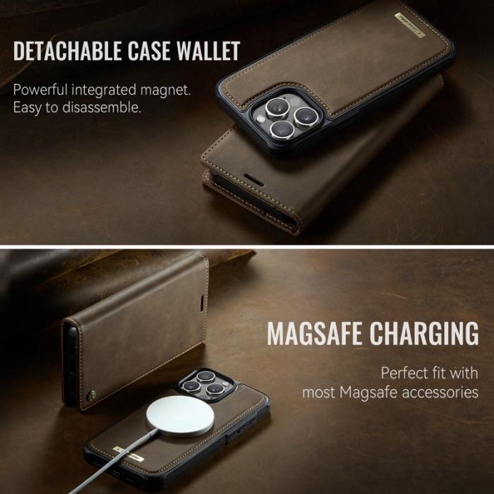 Caseme - CASEME C49 Mobilskal till iPhone 13 Pro MagSafe RFID Läder Kaffe