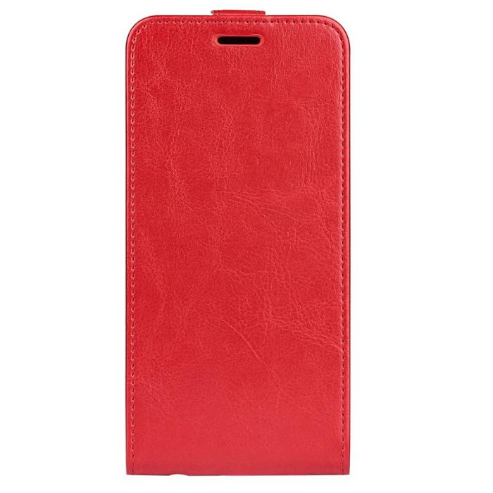 OEM - Mobilskal till Samsung Galaxy S26 Med Kortfickor Vertikal Flip Äkta Läder - Röd