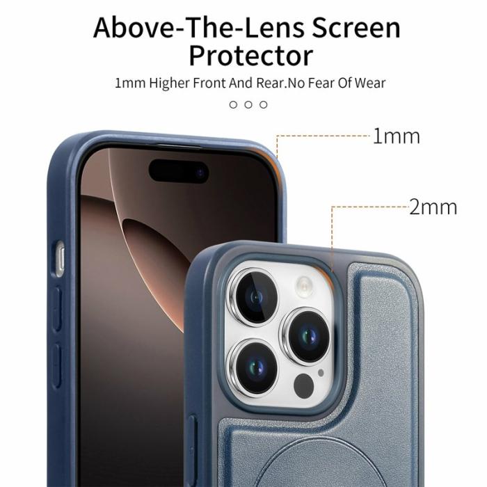 CASENEO - CASENEO iPhone 16 Pro Fodral Magnetiskt KonstLäder - Blå