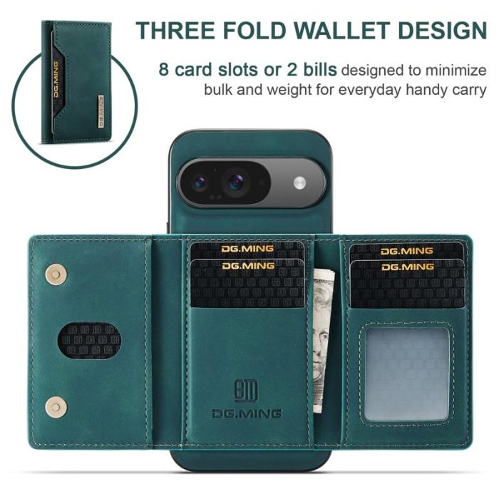 DG.MING - DG.MING Pixel 10 Konstläder Plånboksfodral PU + PC + TPU - Grön