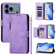 A-One Brand - iPhone 17 Pro Plånboksfodral Zipper Pocket Läder - Lila