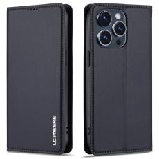 LC.imeeke - LC.IMEEKE L1 Series iPhone 14 Pro Max Pl&aring;nboksfodral Konstl&auml;der - Svart