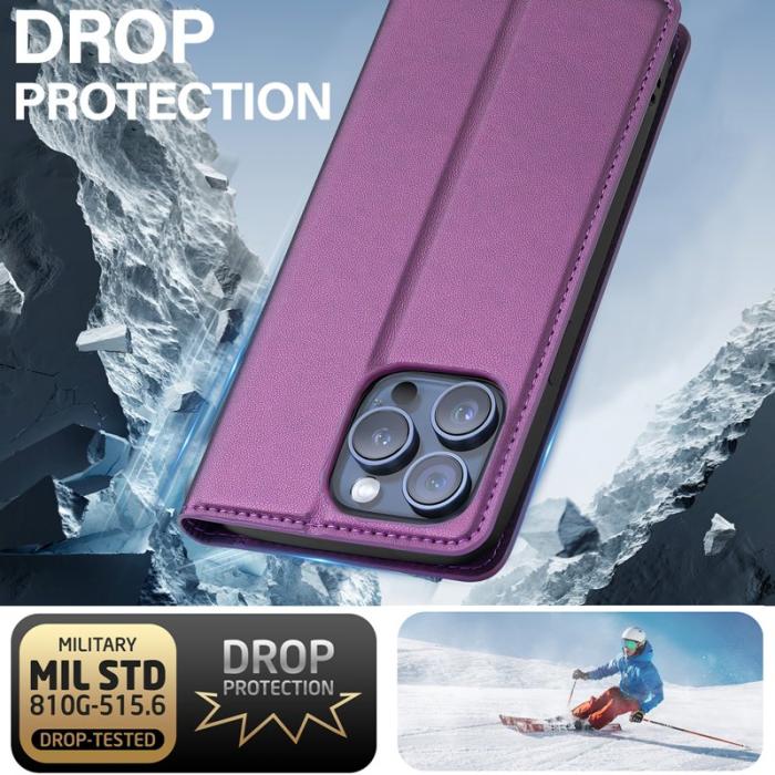 LC.imeeke - LC.IMEEKE L1 Series iPhone 14 Pro Max Plånboksfodral Konstläder - Lila